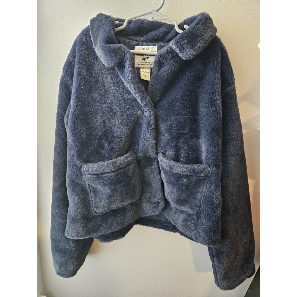 Oshkosh B'gosh Navy Blue Faux Fur Jacket Sz 14